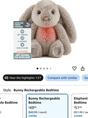 Gray cry activated plushie bunny. NWOB